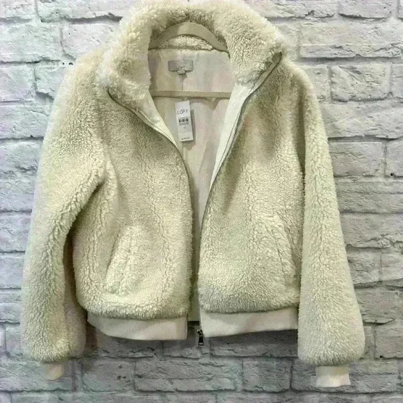 LOFT Sherpa Teddy Jacket - Size M - New with Tags - Picture 2 of 5
